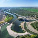 An artist rendering of the proposed Arroyo Canal Fish Screen and Sack Dam Fish Passage Project looking upstream.